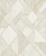 Fehér-arany csillámos geometriai mintás tapéta (Omura A72001)