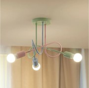 Felületre szerelt OXFORD csillár 3xE27/15W/230V zöld/rózsaszín/kék
