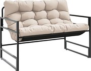 vidaXL tópszínű acél kerti pad párnával 113 cm