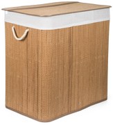 G21 bambusz szennyeskosár,150 l kapacitású, fehér betéttel, elválasztó elemekkel