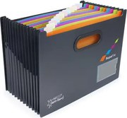 Harmonika irattartó, A4, PP, 13 rekeszes, antibakteriális, RAPESCO SupaFile, fekete (IR1489)