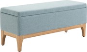 HOMCOM Tároló Puff a Hálószobába 72L Kárpitozott Vászon Tároló Padlószék Fa Lábakkal és Állítható Talpakkal Előtérbe és Nappaliba 110x39x45 cm Világos