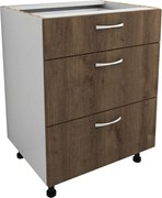 Benita 3 fiókos Alsó konyhaszekrény Bronz Tölgy-Fehér 60x50x80 cm N