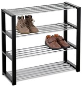 Cipőtartó állvány 4 szintes, fekete, 80 x 30 x 73cm, 4 emelet