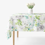 Goldea szögletes terítő 100% pamutvászon deluxe - eucalyptus virágok 120 x 160 cm