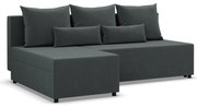 Nobu sarokkanapé, bársony, univerzális oldal, szürke
