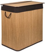 G21 bambusz szennyeskosár,150 l kapacitású, barna betéttel, elválasztó elemekkel