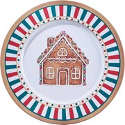 XMAS fém tányér Ø33cm , mézeskalács ház