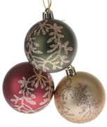 Golden Leaves karácsonyi díszek, 3 db, átmérő 6cm, műanyag