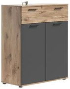 Mason 2 ajtós, 1 fiókos cipősszekrény nox tölgy - bazaltszürke