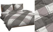 Ágyneműhuzat 160x200 szürke sötét bézs fehér kockás 4746 B pamut Max