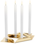 Négyzet alakú gyertya, dizájner gyertyatartó - arany, 4 darabos szett - Höfats