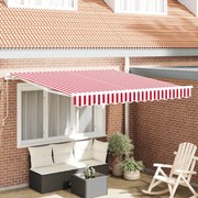 Kézi Behúzható Napernyő Piros és Fehér Csík 300x250 cm