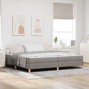 Boxrugós ágy Taupe és Barna 200 x 200 cm Textil és mérnöki fa