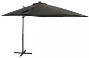 antracitszürke konzolos napernyő rúddal és LED-fényekkel 250 cm