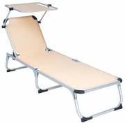 DIVERO Összecsukható kerti nyugágy tetővel 187 cm bézs