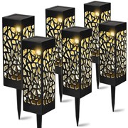 6 db-os napelemes LED lámpa szett, modern fénynyommal, IP44, 29 cm