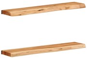 2 darab tömör akácfa fali polc 80x20x3,5 cm