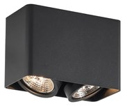 Design felületre szerelt spotlámpa fekete GU10 70mm 2-lámpás forgatható és dönthető - Vox