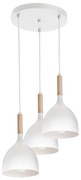 Csillár zsinóron NOAK WOOD 3xE27/15W/230V fehér/bükkfa