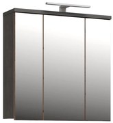 VENOM fali fürdőszobai szekrény tükörrel, antracit/barna