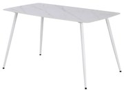 Bora 140 cm szögletes szinterezett kő étkezőasztal fehér