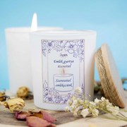 Emlék gyertya üzenettel 120g - Szeretettel emlékezünk- Virágcsokor illatú