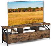 Tv-állvány 3 fiókkal és tárolópolcokkal, 147 x 50 x 40 cm, rusztikus