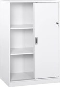 HOMCOM Praktikus Iroda Szekrény 2 Csúszóajtóval, Kulcsokkal és 3 Polccal 80x40x120 cm Fehér | Aosom