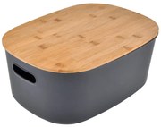 Antracitszürke fedeles műanyag tárolódoboz 24x18x12,5 cm – Homéa