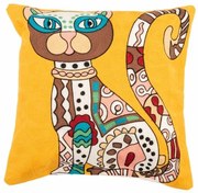 Macska kötött párnahuzat, 45 x 45 cm