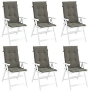 6 db sötétszürke szövet magas háttámlájú székpárna 120x50x4 cm