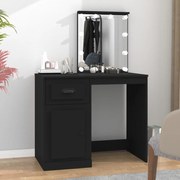 fekete szerelt fa pipereasztal LED-del 90 x 50 x 132,5 cm