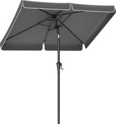 Napernyő 200 × 150 cm, téglalap alakú erkélyernyő, napvédelem UPF 50+, talp nélkül, szürke