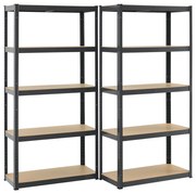 Juskys 2 darabos polcrendszer szett - 180x90x40 cm - szürke