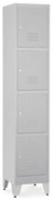 Fém szekrény - 4 doboz, 38 x 45 x 196,5 cm, helyreigazítással, hengerzár, világos szürke - ral 7035