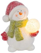 Kerámia hóember LED-es, 29x23x37,5 cm