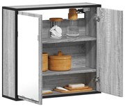 szürke sonoma színű szerelt fa tükrös szekrény 65x20x60 cm