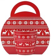 Karácsonyi porcelán bögre díszcsomagolásban - 300 ml piros szarvasos - norvég mintás
