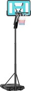 SPORTNOW Kültéri Kosárlabda Gyűrű Kerekekkel, Magasságállítható 146–236 cm Kosárlabda Állvány 71x45cm Hátfallal, Hordozható Kosár Fiatalok és Felnőtte
