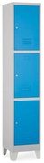 Fém szekrény - 3 doboz, 38 x 45 x 195 cm, fix lábakkal, hengerzár, kék - ral 5012