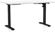 Állítható magasságú asztal OfficeTech A, 140 x 80 cm, fekete alap, fehér