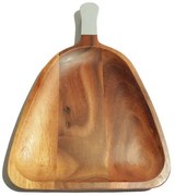 Rusztikus fa asztali kínáló háromszög szürke nyéllel