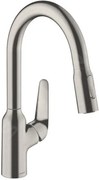 Hansgrohe Focus M42, mosogatócsaptelep M4216-H180 kihúzható spray-vel, sBOX, rozsdamentes megjelenés, HAN-71821800