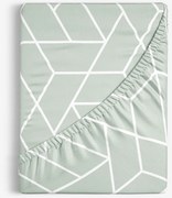 Goldea pamut körgumis lepedő - mozaik minta, zsálya alapon 120 x 200 cm