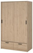 Natúr színű ruhásszekrény tolóajtóval, tölgyfa dekorral 121x200 cm Line – Tvilum