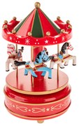 Játék körhinta lovakkal, 18 cm, piros
