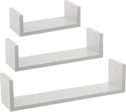 Dekoratív Fali Polc Fehér Mdf 42X10X3 CM 3 Db-os Szett