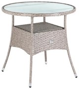 Casaria® Rattan asztal Ø 80cm - krém