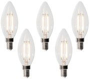Set van 5 E14 dimbare LED lampen B35 helder 3W 250 lm 2200K